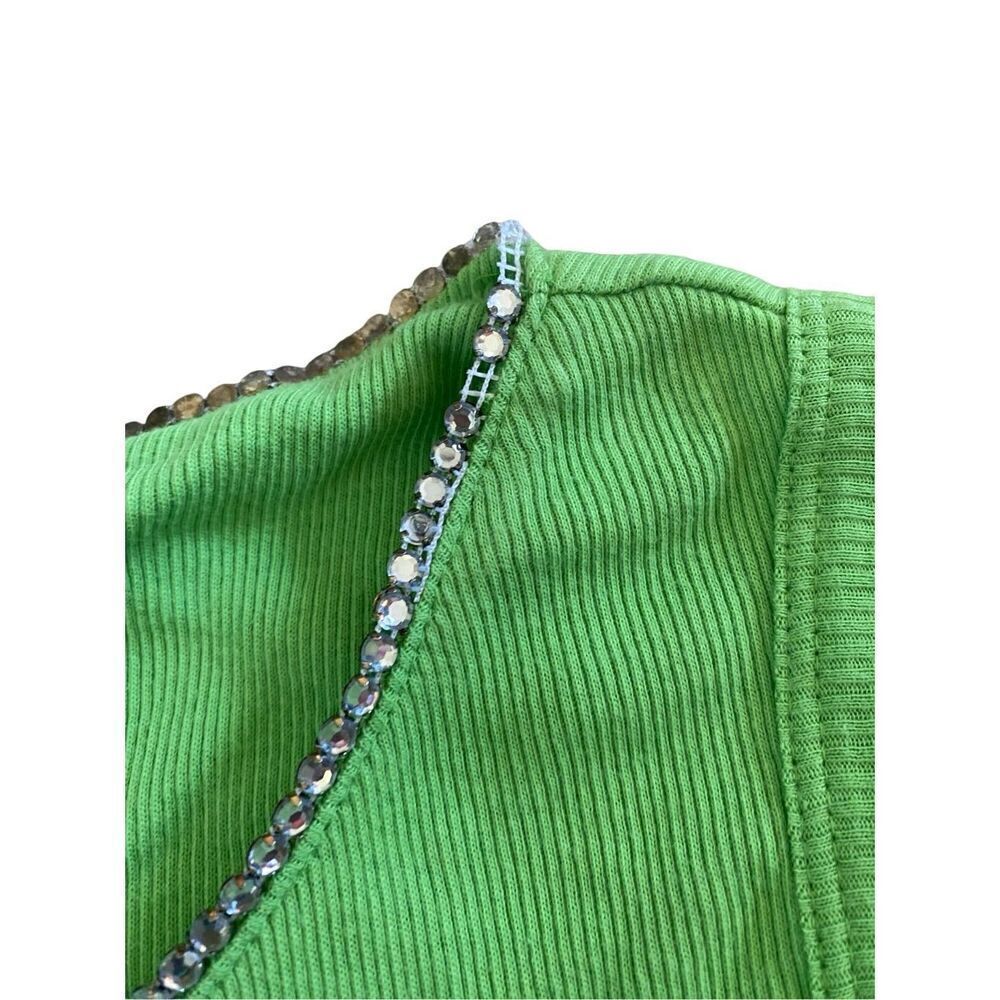 Nwt Assoluto Rhinestone Ribbed Tank Top Embellished - Picture 11 of 14